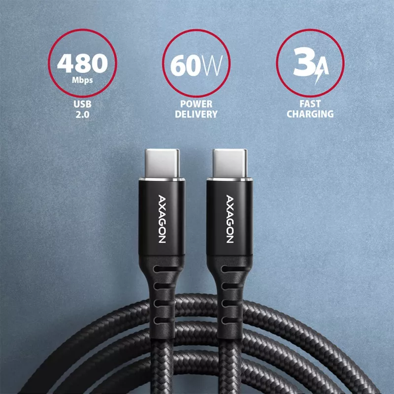 USB-kaapeli Axagon BUCM-CM30AB USB 2.0 3 m USB C musta