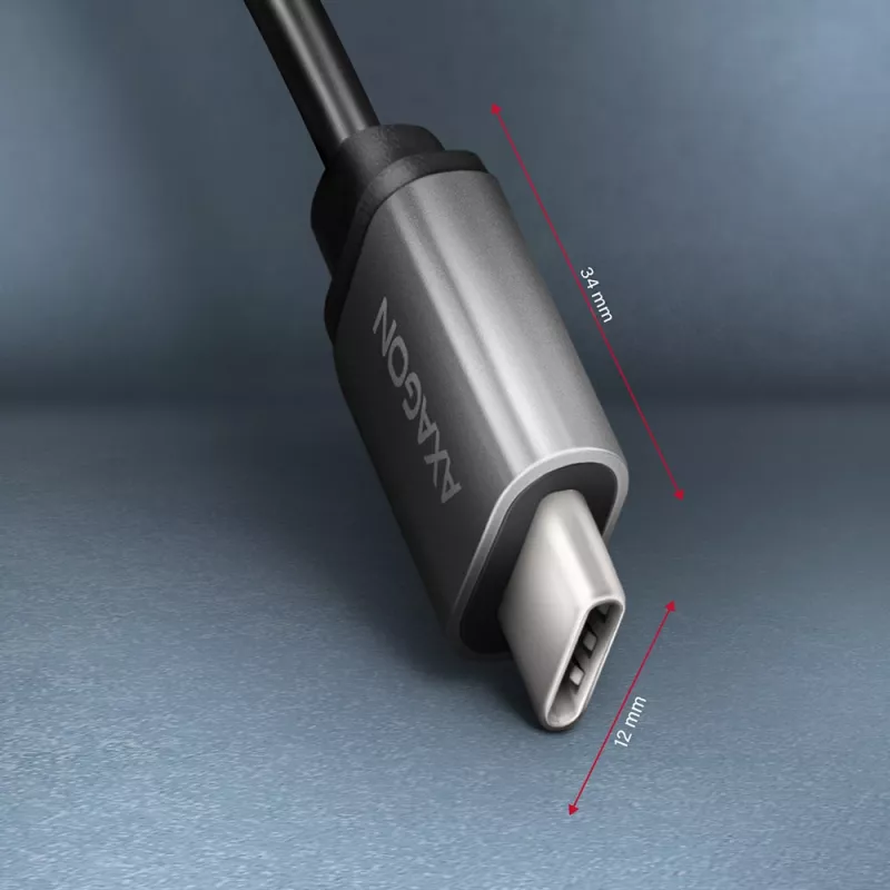 Axagon RUCM-AFAC kaapeliadapteri USB-C (M) -> USB-A (W), 20 cm, USB 3.2 Gen 1, 3A, alumiini