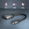 Axagon RUCM-AFAC kaapeliadapteri USB-C (M) -> USB-A (W), 20 cm, USB 3.2 Gen 1, 3A, alumiini