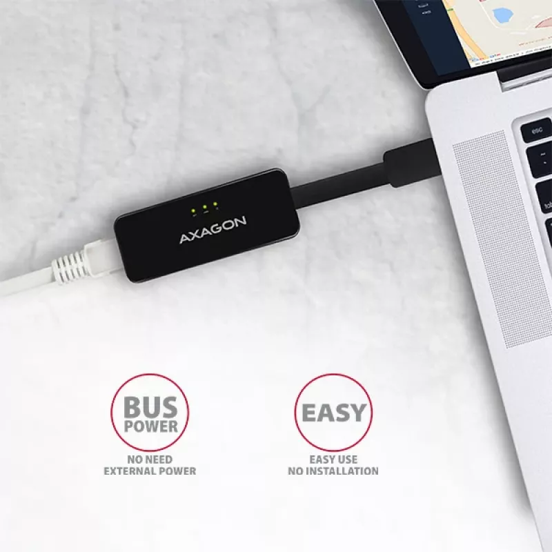 AXAGON ADE-XR USB 2.0 Type-A - Fast Ethernet 10/100 -sovitin, RJ-45, Realtek RTL8152, musta, 23 g
