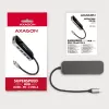 Axagon HMC-6H4A USB 3.2 Gen 1 -keskitin, 4x USB-A, HDMI 4K/30Hz, PD 100W, 20 cm USB-C-kaapeli