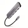 Axagon HMC-HCR3A 3x USB-A + HDMI + SD/microSD USB-C 3.2 Gen 1 -keskitin, 20 cm kaapeli, USB 3.2 Gen 1 (3.1 Gen 1) Type-C, harmaa