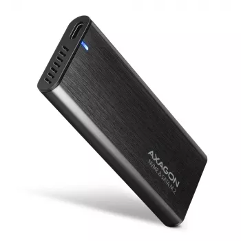 Axagon EEM2-SB2 ulkoinen USB-C 3.2 Gen 2 -metallikotelo M.2 NVMe- ja SATA SSD-levyille. Ruuviton