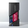 Axagon EEM2-SB2 ulkoinen USB-C 3.2 Gen 2 -metallikotelo M.2 NVMe- ja SATA SSD-levyille. Ruuviton