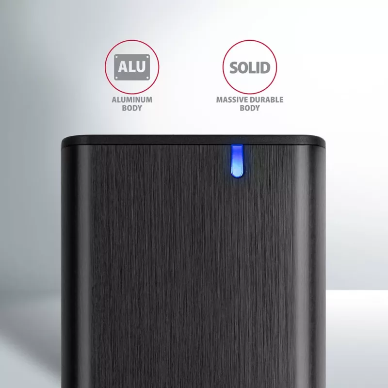 Axagon EEM2-SB2 ulkoinen USB-C 3.2 Gen 2 -metallikotelo M.2 NVMe- ja SATA SSD-levyille. Ruuviton