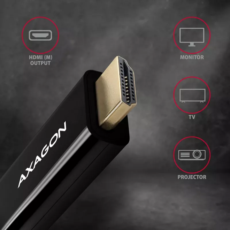 Axagon RVDM-HI14C2 Mini DisplayPort - HDMI -adapterikaapeli 4K 30Hz 1,8 m