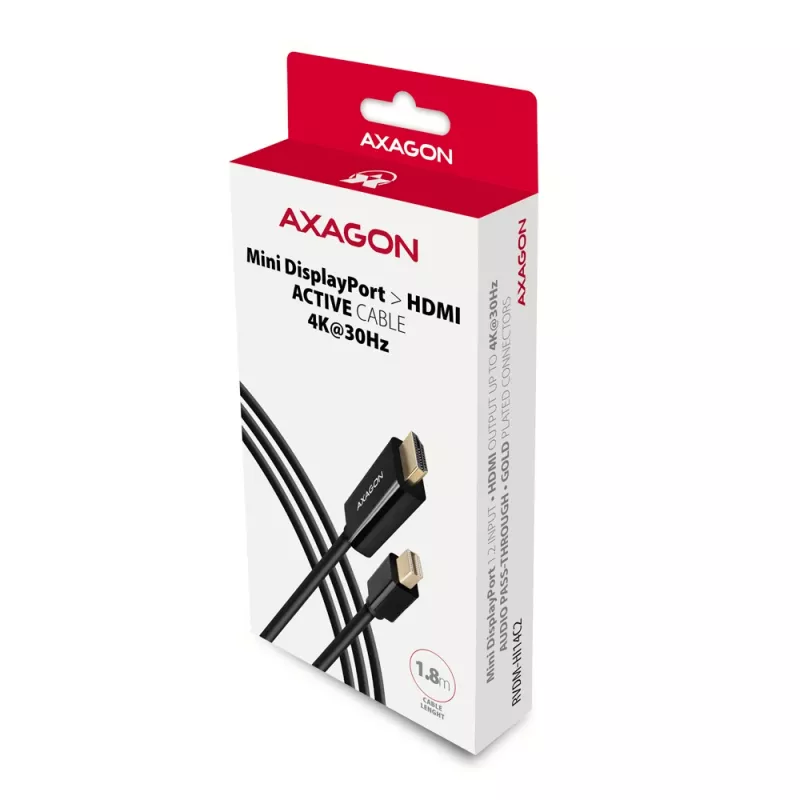 Axagon RVDM-HI14C2 Mini DisplayPort - HDMI -adapterikaapeli 4K 30Hz 1,8 m