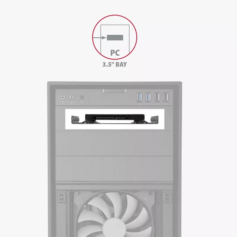 Axagon RHD-125S kiinnike 1x 2,5 tuuman HDD/SSD-asemalle 3,5 tuuman paikkaan, metalli, harmaa