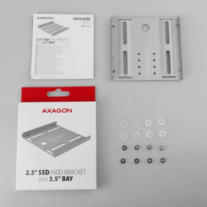 Axagon RHD-125S kiinnike 1x 2,5 tuuman HDD/SSD-asemalle 3,5 tuuman paikkaan, metalli, harmaa
