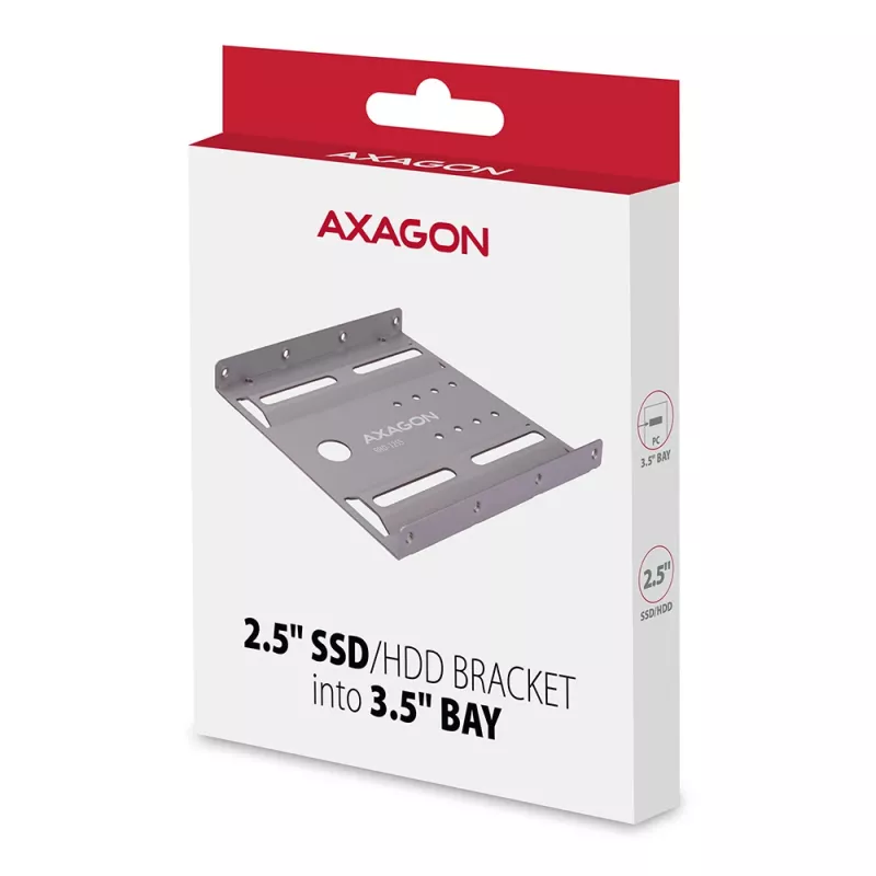 Axagon RHD-125S kiinnike 1x 2,5 tuuman HDD/SSD-asemalle 3,5 tuuman paikkaan, metalli, harmaa