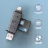 Axagon CRE-DAC USB-C + USB-A 5 Gbps MINI 2-paikkainen ja LUN SD/microSD -kortinlukija USB 3.0 Type-A/Type-C, harmaa