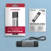 Axagon CRE-DAC USB-C + USB-A 5 Gbps MINI 2-paikkainen ja LUN SD/microSD -kortinlukija USB 3.0 Type-A/Type-C, harmaa