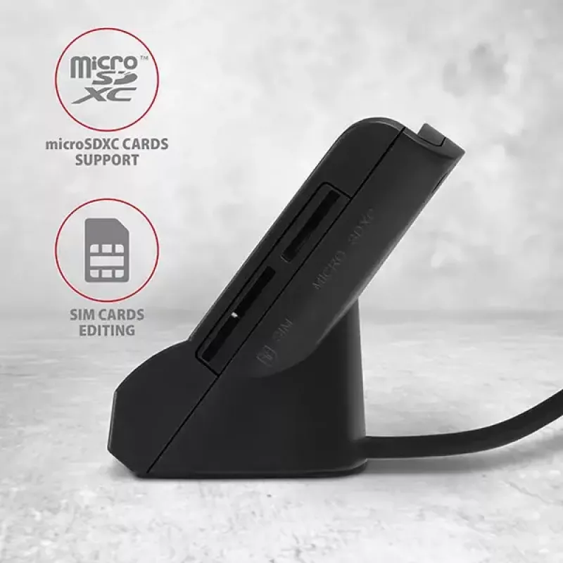 Axagon CRE-SM2 älykortinlukija USB 2.0, musta, 1,3 m kaapeli