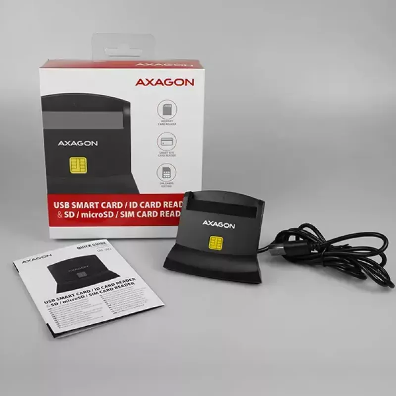 Axagon CRE-SM2 älykortinlukija USB 2.0, musta, 1,3 m kaapeli