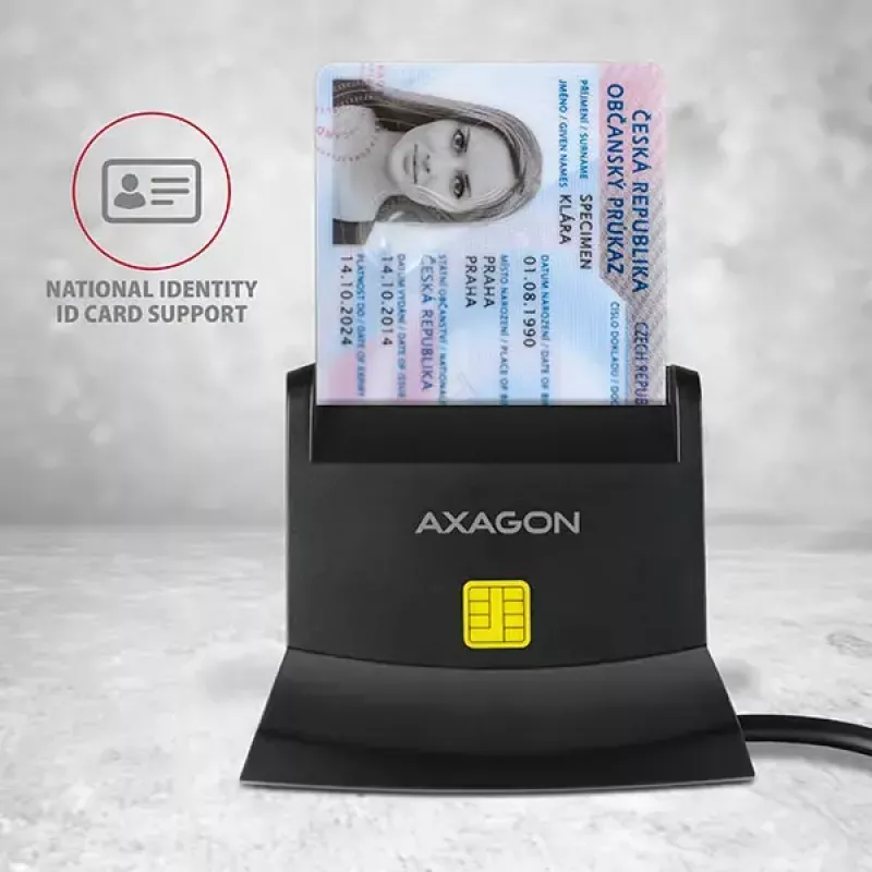 Axagon CRE-SM2 älykortinlukija USB 2.0, musta, 1,3 m kaapeli