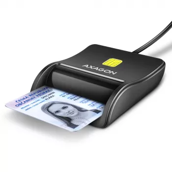 Axagon CRE-SM3N USB-A-älykortti-/ID-kortinlukija, USB 2.0, 1,3 m, musta, 57 g