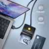 Axagon CRE-SM3N USB-A-älykortti-/ID-kortinlukija, USB 2.0, 1,3 m, musta, 57 g