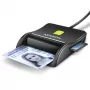 Axagon CRE-SM3SD USB-älykortti- ja SD/microSD/SIM-litteä kortinlukija sisäkäyttöön USB 2.0, musta