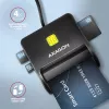 Axagon CRE-SM3SD USB-älykortti- ja SD/microSD/SIM-litteä kortinlukija sisäkäyttöön USB 2.0, musta