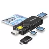 Axagon CRE-SMP2A USB-älykortti- ja SD/microSD/SIM PocketReader -kortinlukija sisäkäyttöön USB Type-A/USB Type-C, musta