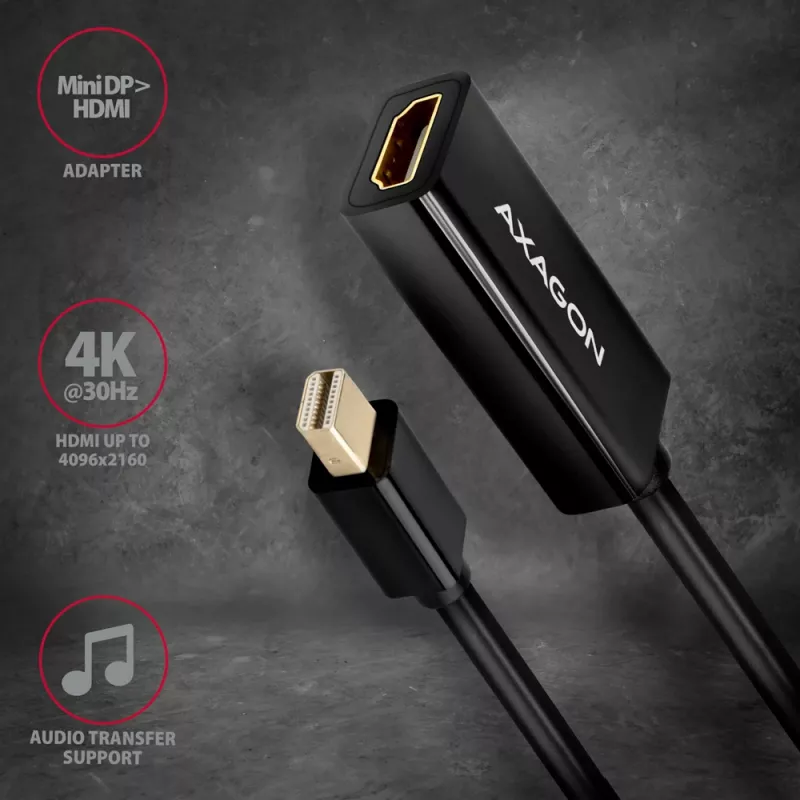 Axagon RVDM-HI14N Mini DisplayPort - HDMI 1.4 -adapteri 4K/30Hz