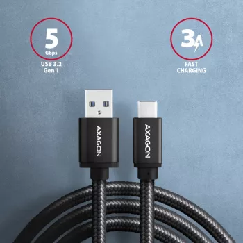 USB-kaapeli Axagon BUCM3-AM10AB USB 3.2 Gen 1 1 m USB C USB A musta