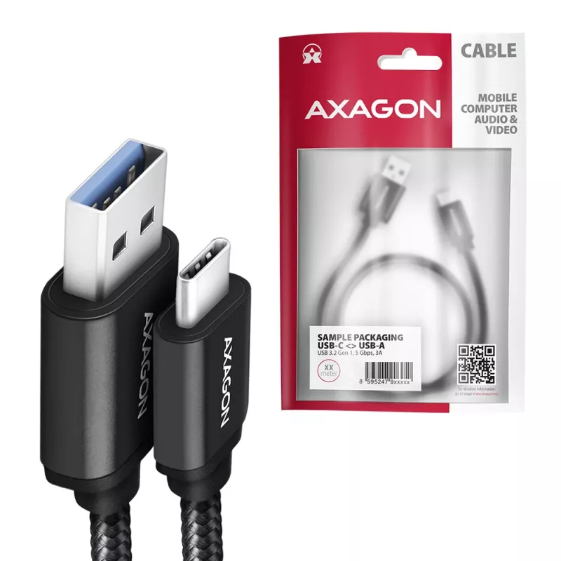 USB-kaapeli Axagon BUCM3-AM10AB USB 3.2 Gen 1 1 m USB C USB A musta