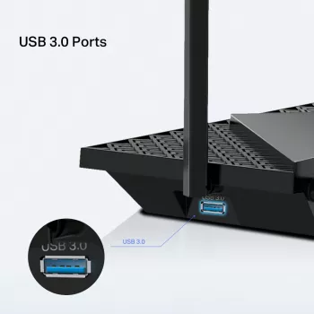 TP-Link Archer AX5400 Multi-Gigabit WiFi 6 -reititin, Wi-Fi 6 (802.11ax), dualband (2,4 GHz / 5 GHz), Ethernet LAN, musta, pöytä-/varsireititin