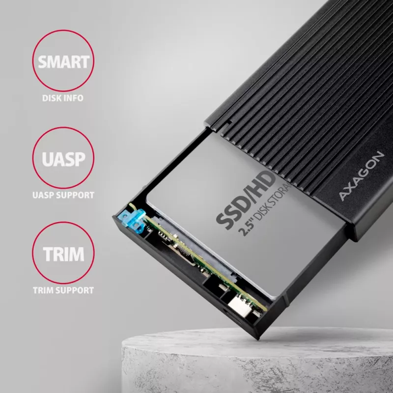 HDD/SSD-kotelo Axagon EE25-GTR USB-C 3.2 Gen 2 musta 2,5 tuumaa