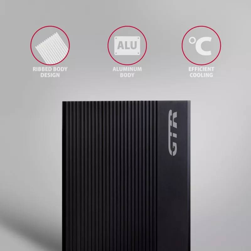 Axagon EE35-GTR USB-C 5Gbps - SATA 6G, 3.5 RIBBED box BLACK - USB Type-C HDD-kotelo 3,5 tuumaa