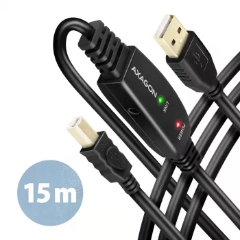 Axagon ADR-215B USB 2.0 A-M -> B-M aktiivinen liitäntä-/toistinkaapeli 15 m