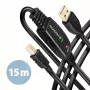 Axagon ADR-215B USB 2.0 A-M -> B-M aktiivinen liitäntä-/toistinkaapeli 15 m