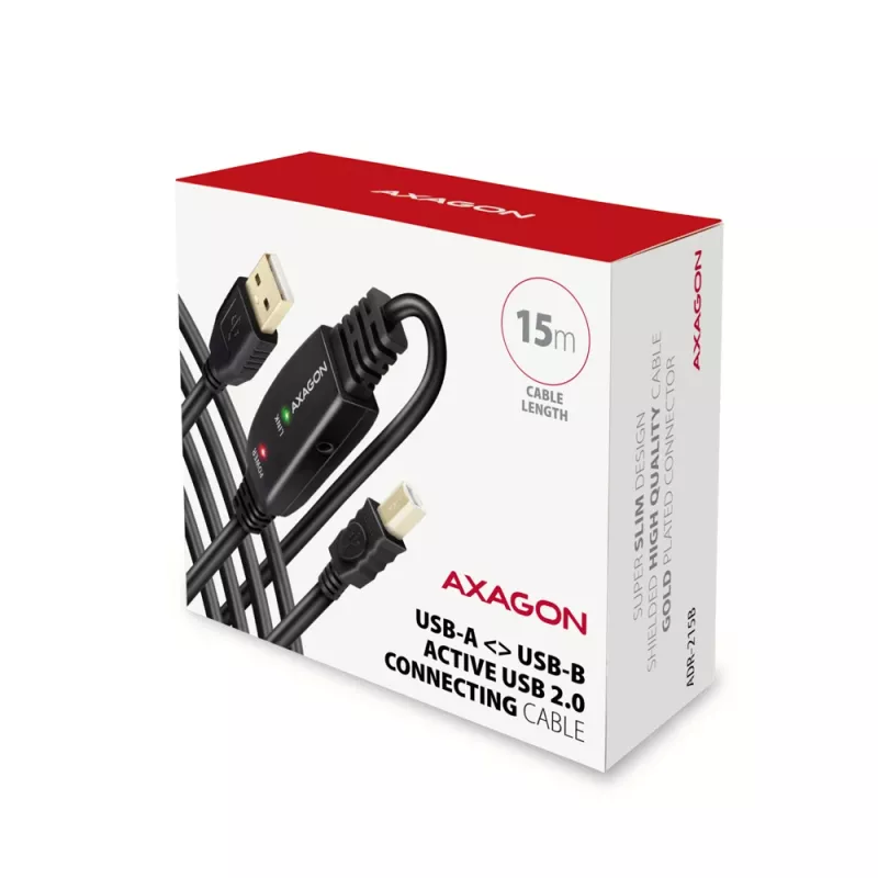 Axagon ADR-215B USB 2.0 A-M -> B-M aktiivinen liitäntä-/toistinkaapeli 15 m