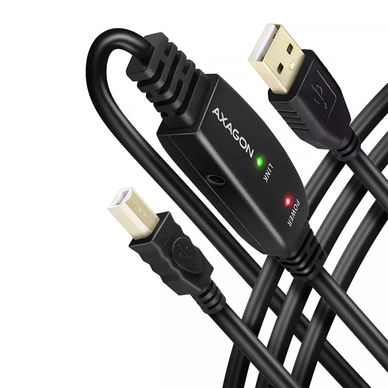 Axagon ADR-220B aktiivinen USB 2.0 A-M -> B-M liitäntä-/toistinkaapeli 20 m
