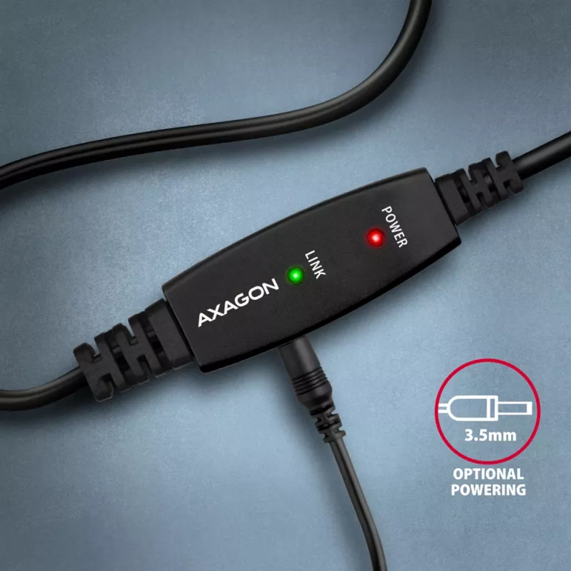 Axagon ADR-220B aktiivinen USB 2.0 A-M -> B-M liitäntä-/toistinkaapeli 20 m