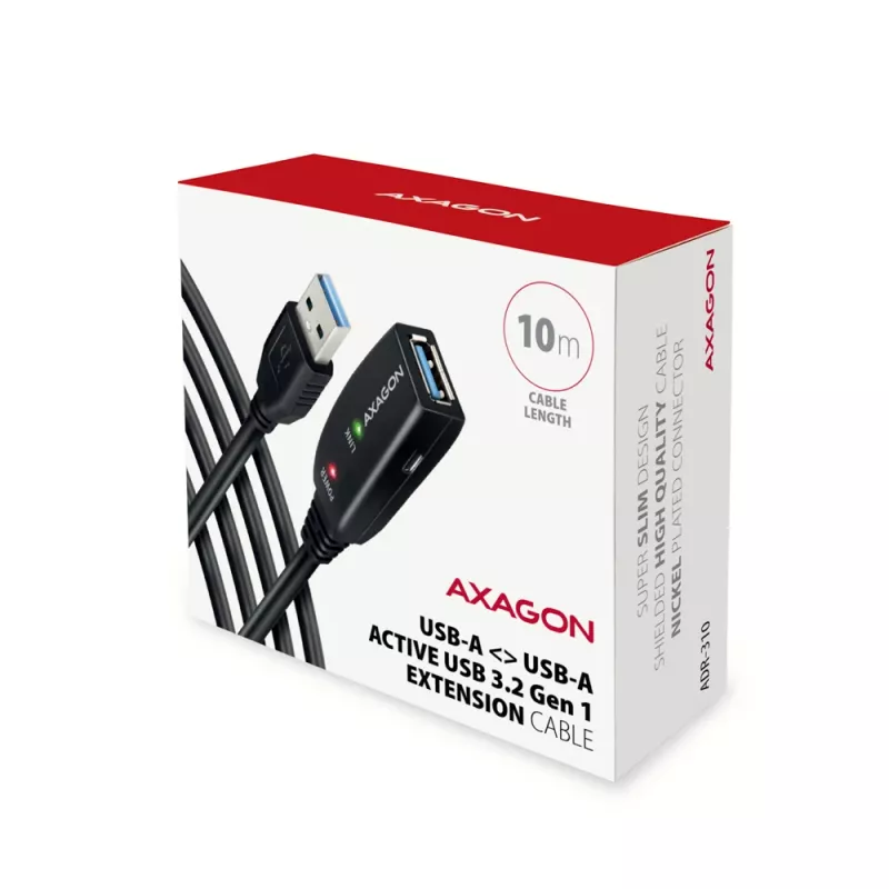 Axagon ADR-310 USB 3.2 Gen 1 A-M -> A-F aktiivinen jatko-/toistinkaapeli 10m