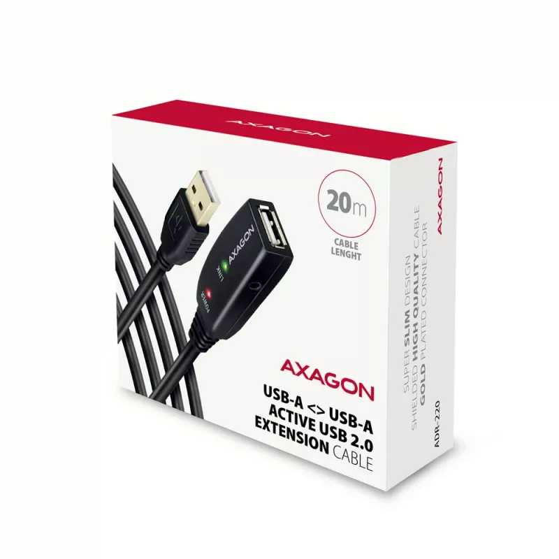 Axagon ADR-220 USB 2.0 A-M -> A-F aktiivinen jatko-/toistinkaapeli 20 m