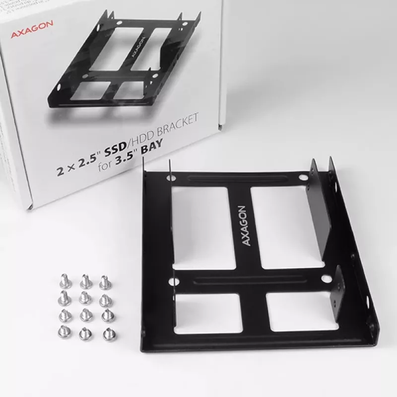 Axagon RHD-225 METAL pidike 2x 2,5 tuuman HDD/SSD:lle 3,5 tuuman asennuspaikkaan, tuuletinpidike