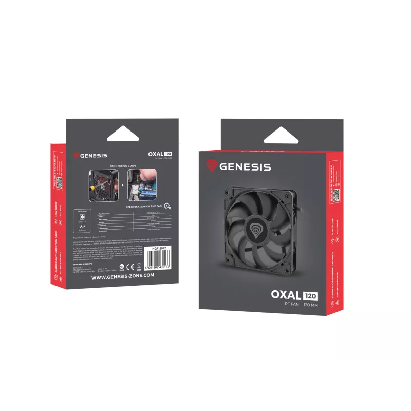 GENESIS Oxal 120 tietokonekotelon tuuletin 12 cm musta 1 kpl