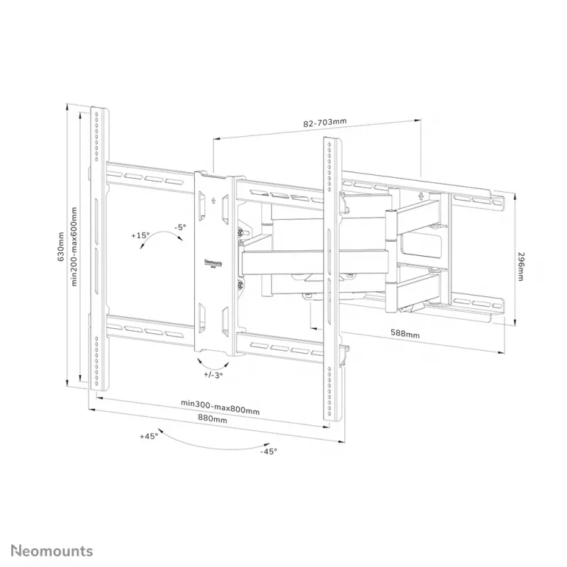 Neomounts WL40S-950BL18 raskaan sarjan seinäteline 55-110
