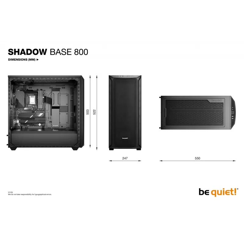 PC-kotelo be quiet! Shadow Base 800 Midi Tower musta