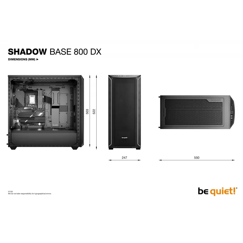 PC-kotelo be quiet! Shadow Base 800 DX Midi Tower musta