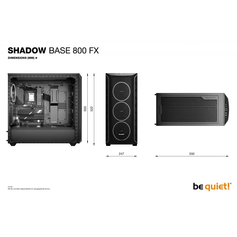 PC-kotelo be quiet! Shadow Base 800 FX Midi Tower musta