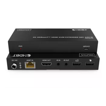 DIGITUS HDBaseT KVM -jatkosarja - 150m 4K/60Hz USB 1.1 PoC IR musta