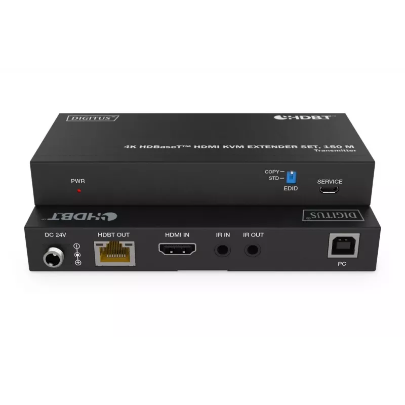 DIGITUS HDBaseT KVM -jatkosarja - 150m 4K/60Hz USB 1.1 PoC IR musta