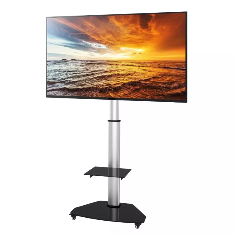 Techly lattiastandi ja tarjoiluvaunu TV LCD/LED/Plasma 37-70 tuumaa hopea