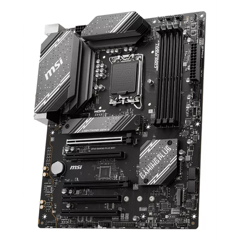 Emolevy MSI B760 GAMING PLUS WIFI — Intel B760, LGA 1700, ATX, DDR5, 4 DIMM, Wi‑Fi 6E, 2.5Gb LAN