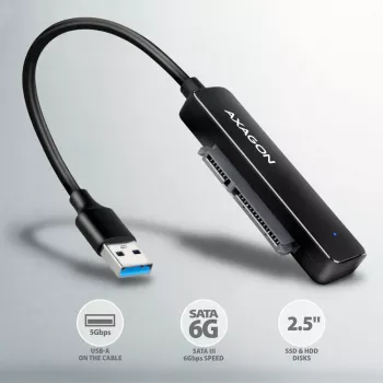 Axagon ADSA-FP2A liitäntäkortti USB 3.2 Gen 1 SATA uros musta