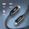 Axagon BUCM2-CM15AB data- ja lataus-USB-kaapeli 480 Mbit/s 1,5 m, PD 240 W, 5 A, musta punottu