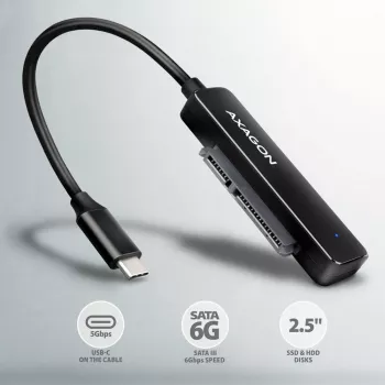 Axagon ADSA-FP2C USB-C 5Gbps - SATA 6G, 2.5 SSD/HDD SLIM sovitin - sovitin - digitaaliset/dataliitäntäkortit/sovittimet